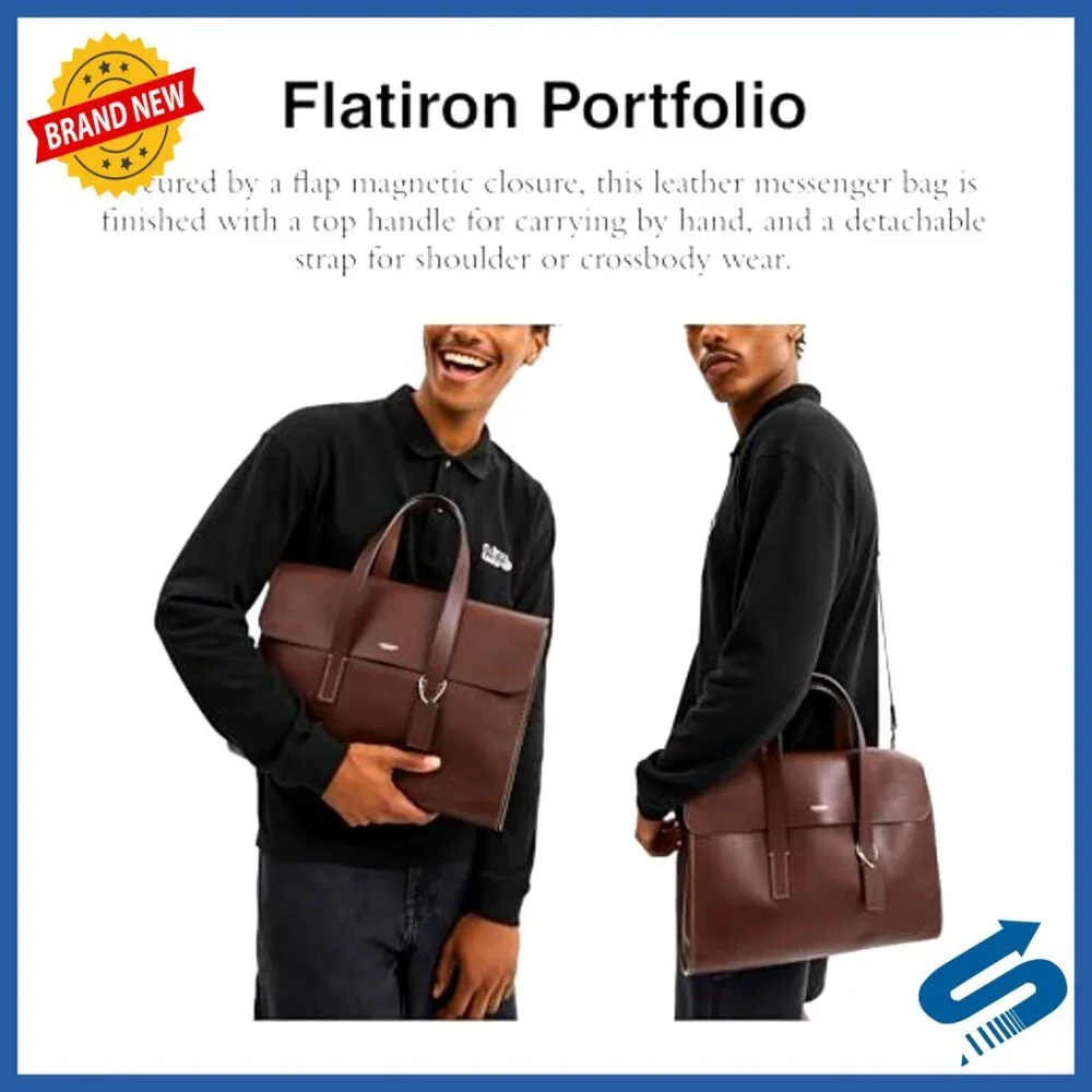 Leather Messenger Bag with Detachable Strap, Fits 16